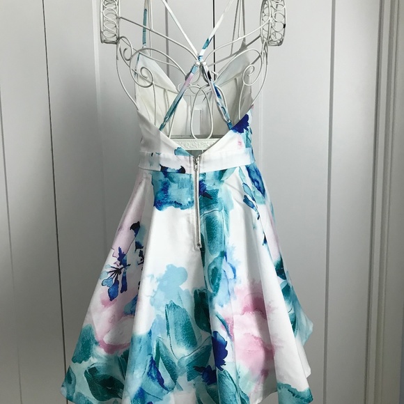 Floral Watercolor Fit and Flare Mini Dress - Picture 2 of 4